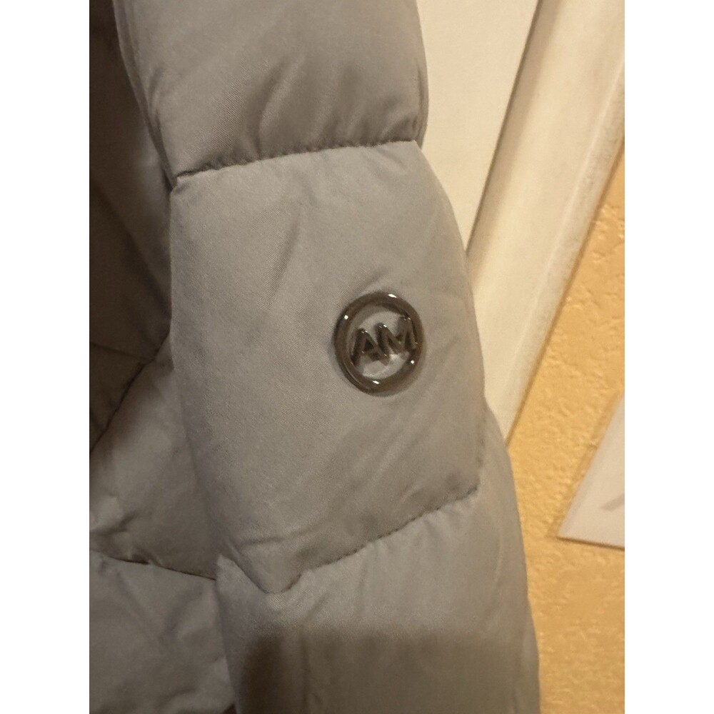 Andrew Marc Stretch Puffer Jacket XL Black Removable Fur Hood Grey - Picture 6 of 14